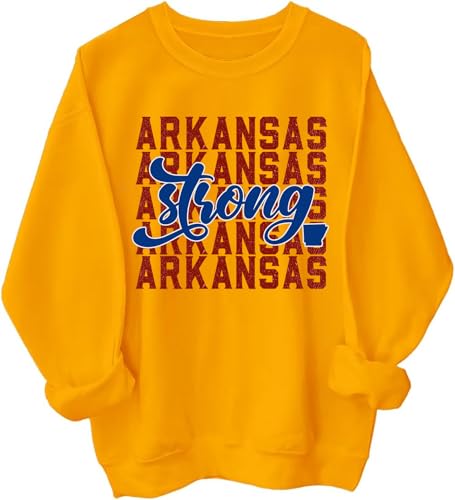Sudadera Arkansas Strong, sudadera Arkansas, sudadera Arkansas para mujer, sudadera fuerte con cuello redondo, unisex, amarillo, XXL