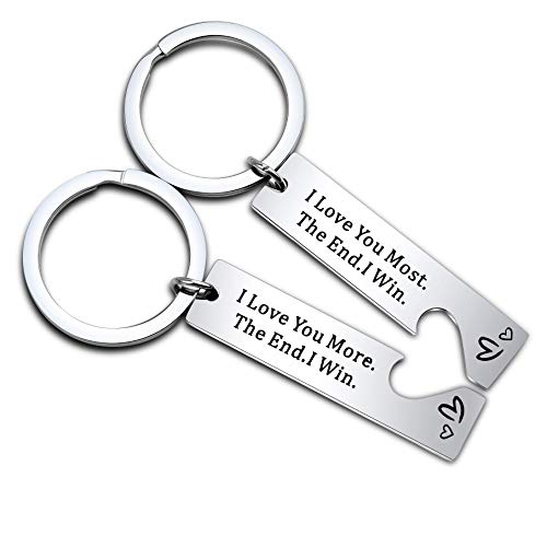 BEKECH Husband Wife Couple Key Chain I Love You Most