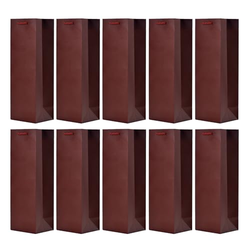 10 borse sacchetti di bottiglie, sacchetti regalo per vino, prosecco e champagne - Look in pelle Rosso
