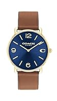 Coach Men's Elliot Brown Leather Quartz Basic Watch, 14602644, Dark Blue, 41 mm
