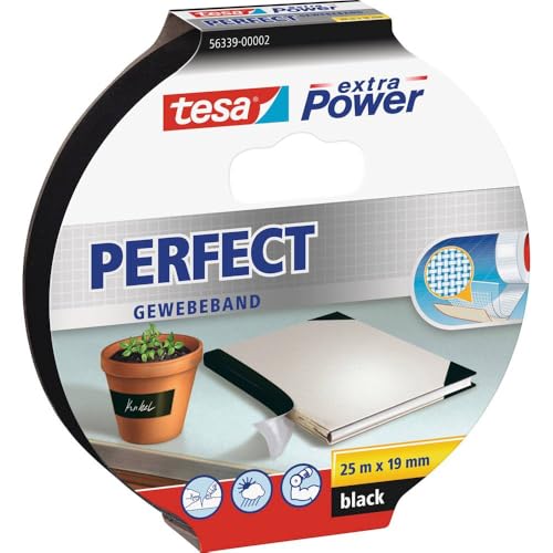 TESA Ruban toilé adhésif réparer tuyaux fuites et objets cassés noir 19mm