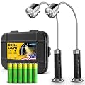 Flexible LED BBQ Grill Lights Set of 2 - Perfect Grilling Accessories Light with 360-Degree Magnetic Base and Extra Long Gooseneck - 100% Portable Outdoor Lamp w/ 6 Batteries Included