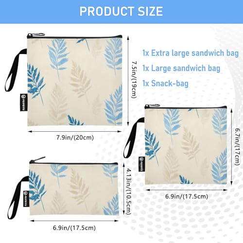 Bolsas Reutilizables para Sándwich Fern Baby Blue 3 Piezas miniatura 3