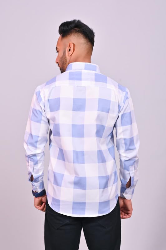 Image of S-LINE Shirt for Men | Cotton, Skin Friendly Fabric, Regular Fit | Full Sleeve Check Design Casual Shirt with Spread Collar | Regular Wear | Size - S to XL