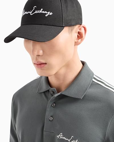 Armani Exchange Women's AX Silver Logo Leather Belt Black, 9US4