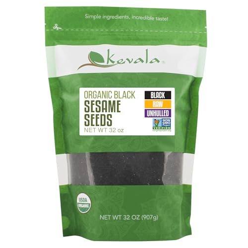 Organic Raw Black Sesame Seeds (Unhulled) - Great in Cooking and Baking for a Variety of Dishes and Healthy Snacks, Source of Vegan Protein, Asian Food Staple for Home and Restaurant, 2 lb, 32 oz