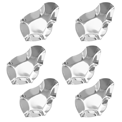 Montesy Set of 6 Elegant 304Stainless Steel Oysters Dishes Portable Serving Plate Suitable for Seafood Serving and Dipping Sauce