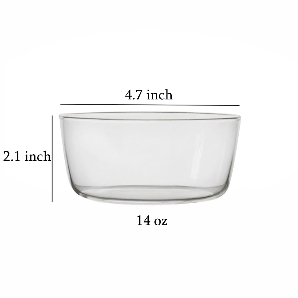 Sizikato 4 tazas de postre de vidrio transparente, taza de natillas de 14 onzas, taza de pudín, apta para horno