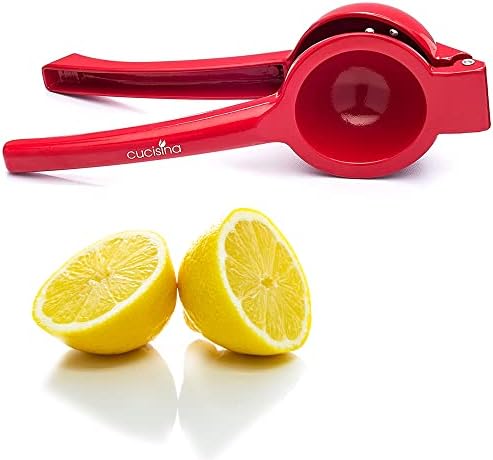 Cucisina Aluminum Lemon Squeezer, Citrus Juicer - Commercial Grade Aluminium Lemon Juicer - Ergonomic Hand Juicer (Red) - Essential Kitchen Supply