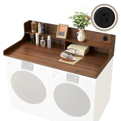 MUNVEYO 2-Tier Washer and Dryer Countertop with Power Outlet,54" W