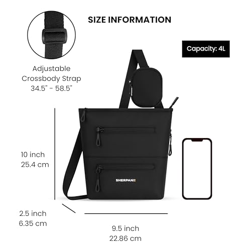 Image of Sherpani Sadie, Nylon Crossbody Bag, Lightweight Shoulder Bag, Travel Cross Body, Crossbody Purse, RFID Protection, Removable Coin Purse, Travel Gift (Raven)