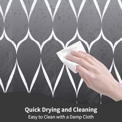 AwmnSrman Shower Curtain - Shower Curtains for Bathroom with 12 Shower Curtains Hooks, Quick-Drying Modern Elegant Design Polyester 180 x 180cm - Cosy Home Interiors AwmnSrman Shower Curtain - Shower Curtains for Bathroom with 12 Shower Curtains Hooks, Quick-Drying Modern Elegant Design Polyester 180 x 180cm - Image 5