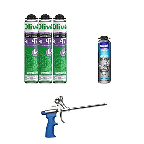 Set Di 3 Spugne Espansive In Poliuretano Da 750 Ml Per Pistola + 1 Pistola + 1 Detergente-image