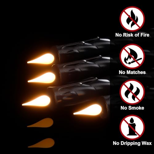 Image of Flickering Flameless Taper Candles with Remote and Timer, 2 Pack Battery Operated LED Taper Candles 3D Wick Plastic Dripping Effect Dinner Halloween Indoor Decor(Black, 0.78 inch D x 9.65 inch H)