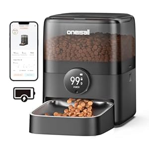 oneisall Cordless WiFi Automatic Cat Feeder, Tasty S2 Pro Rechargeable 100-Day Battery Operated Pet Feeder, 12 Cups/3L Timed Cat Food Dispenser for Large Kibble, Smart App Control (Black)