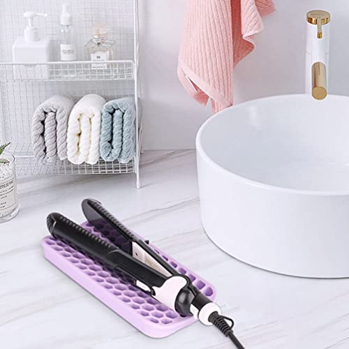 Lurrose 2pcs Heat Resistant Silicone Mat Pad for Hair Tools Non-Slip Flat Iron Holder for Countertop Durable Protective Mat for Curling Iron and Straightener miniatura 2