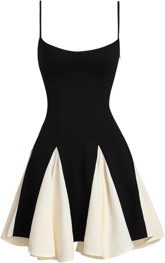 Women Summer Mini Dresses Flexible Spaghetti Strap Flowy A Line Short Dress for Party Night Out Sleeveless Casual Sundress