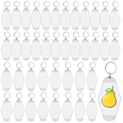 Image of LOTMER 20 /30 /40 /80 PCS Hotel Keychain Blank with Key Rings, 60 Colors Motel Key Chains for DIY Keychains