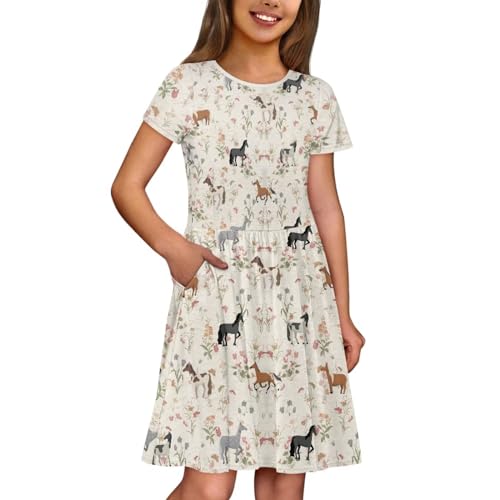 Short Sleeve Dress for Girls with Pockets Cute Toddler Girl Clothes Summer 2-124