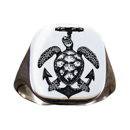 Bague en argent sterling 925 tortue chevalière anneau large taille 5 à 12.5 US
