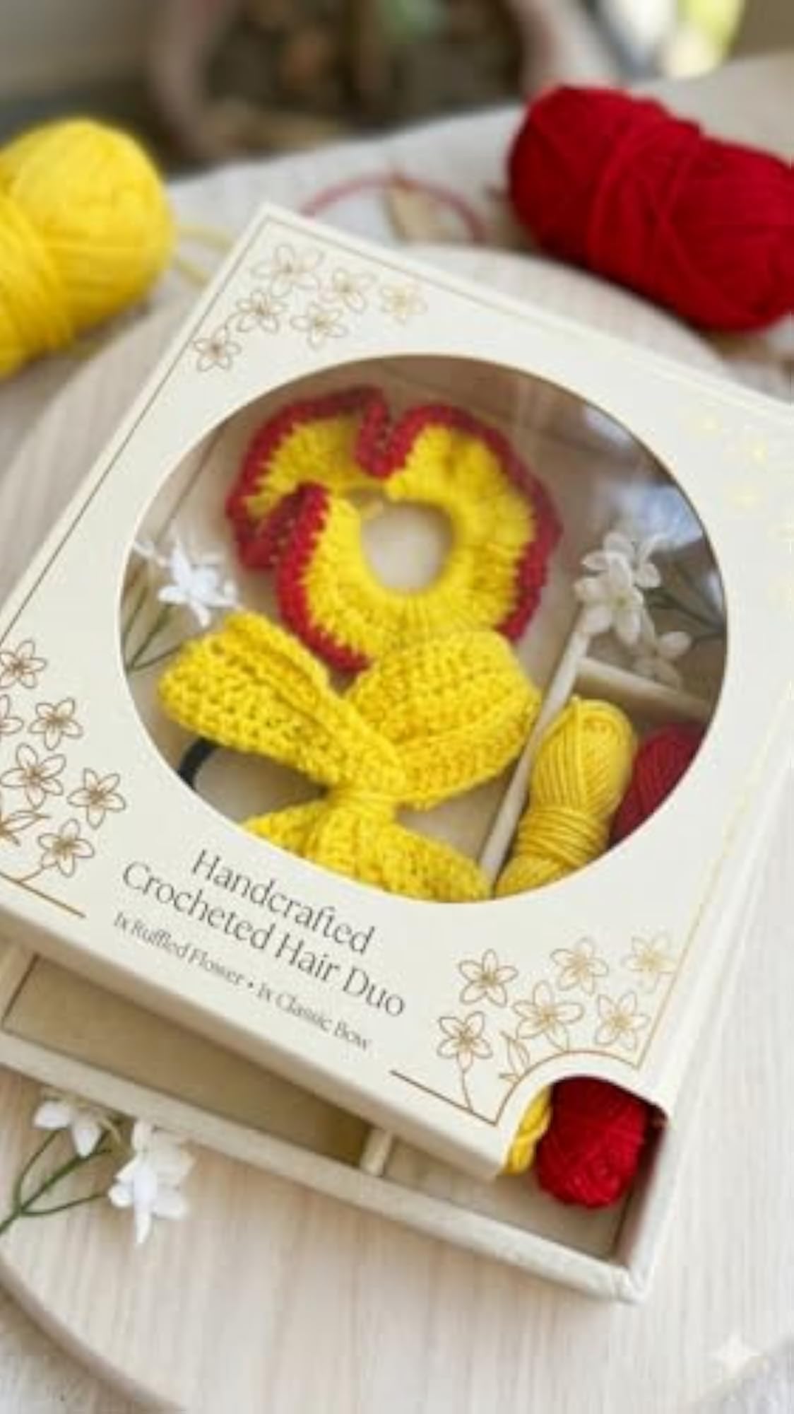 Handmade Crochet Bow Hair Ties, Set of 2