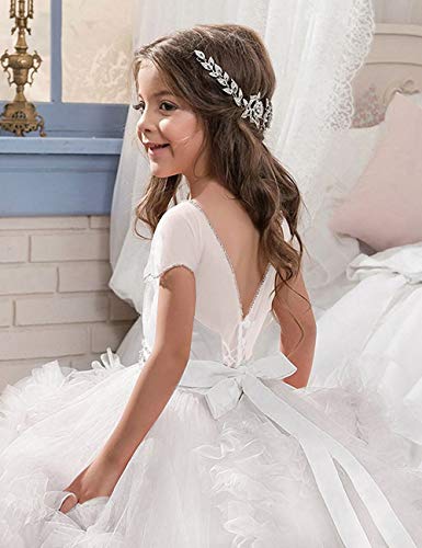Princess Long Flower Girls Pageant Dresses Kids Prom Puffy Tulle Ball Gown 2-12 Year Old4