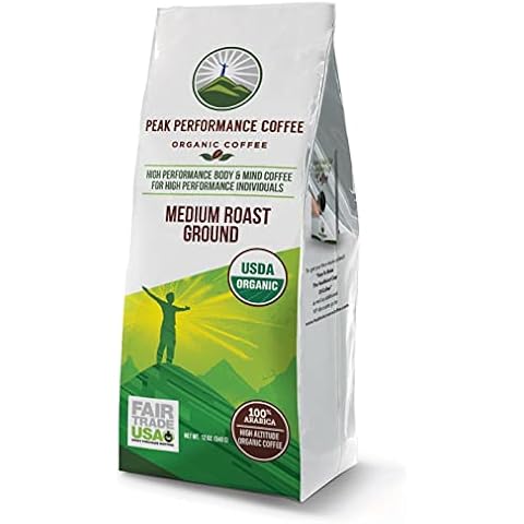 Peak Performance High Altitude Organic Coffee. Fair Trade, Low Acid, Non GMO, and Beans Full Of Antioxidants! Medium Roast Smooth Tasting USDA Certified Organic Ground Coffee Bag Cover