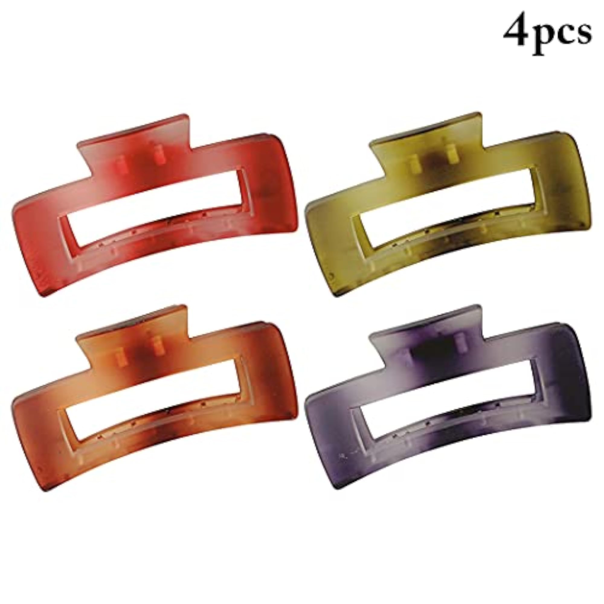 4pcs Large Rectangle Hair Claw Clips, Elegant Design