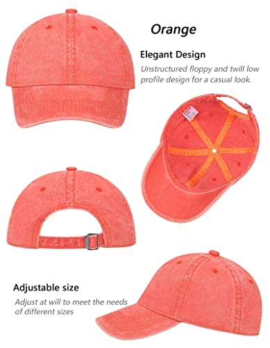 Image of 3 Pack Vintage Washed Cotton Adjustable Baseball Caps for Men Women Unstructured Low Profile Dad Hat