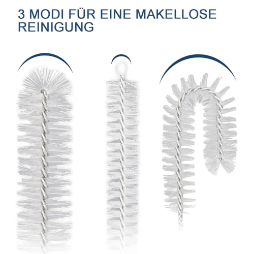 Flaschenbürste, 8 Stück Nylon Reinigungsbürsten Set Zum Milchschlauchbürste für Kaffeevollautomat, Strohhalme Bürste,Pfeifenreiniger Bürste, Flaschenbürste (Weiß)