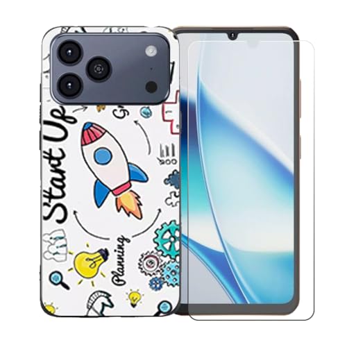 LCEHTOGYE �K�p Hotwav A17 Pro Max +�����K���X�X�N���[���v���e�N�^�[�p�P�[�X�A�K�p Hotwav A17 Pro Max (6,75")�ƌ݊����̂���u���b�N�\�t�gTPU�V���R���Q���P�[�X�ی�J�o�[ LLM36
