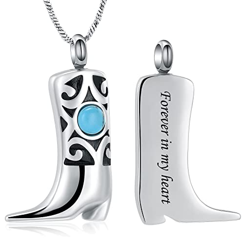 Yinplsmemory Cremation Jewelry for Ashes Cowboy Boot Charm Urn Necklace for Ashes Pendant Memorial Keepsake Urn Jewelry4