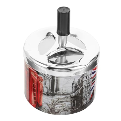 NIYANGLE Cenicero extintor de humo ceniceros exteriores auto antiguo caja de retro tapa único metalico escritorio decorativo sobremesa