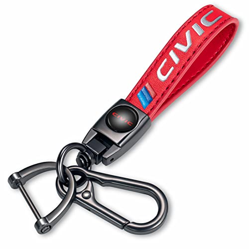 EzyPutse Genuine Leather Key Chain for Honda CIVIC Keychain KeyRing for Men and Woean Accessories(red)