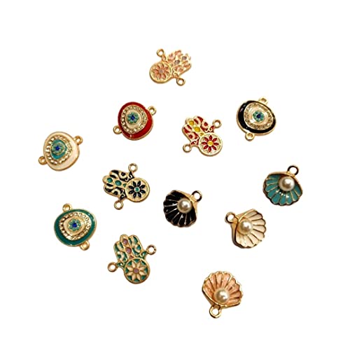 SATYAM KRAFT 12 Pcs Beautiful Charms for Key Chain Earring Necklaces Bracelet, Jewellery Making DIY Crafts accessories for festivals like christmas new year (Pack of 12)