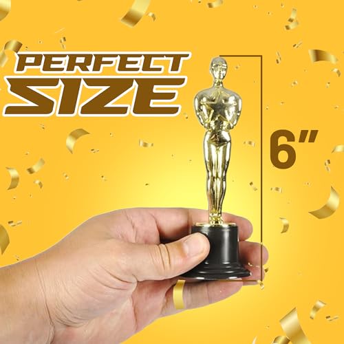 bedwina gold trophy award mini trophies bulk - pack of 12 6 inch tall plastic golden statue award party themed decorations winners or appreciation gifts game prizes for adults amp kids