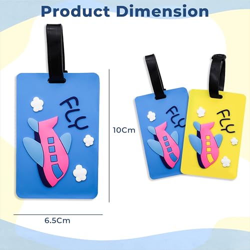 Image of Kraptick Luggage Tags for Travel - Strong & Stylish Bag Identification Tags for Suitcase Lightweight Name Tag for Bags Travel ID Labels for Suitcase, Backpack & School Bags (Pack of 2) (Blue,Yellow)