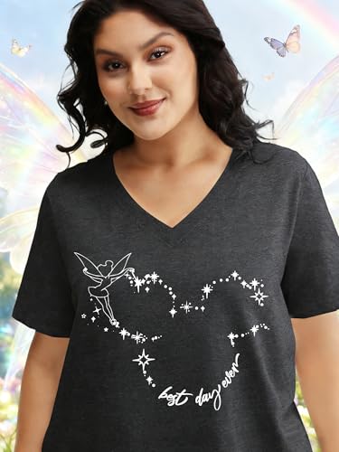 Image of NANYUAYA Plus Size Magic Shirts for Women Castle Kingdom Graphic Magical T Shirt Cute Holiday Princess Tee Vacation Tops