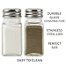 Salt and Pepper Shaker Set – Clear Glass with Stainless Steel Lids, 2-Pack Classic Diner-Style Seasoning Dispensers for Home or Restaurant Use – Dependable Industries Inc. Essentials