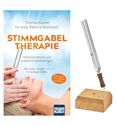 Sonic Energy Stimmgabel Bundle – Erde/Om 136,10 Hz / Cis3 – Für Meditation, Therapie, Zuhause – Inkl. Buch und Holzständer (TF-E+BOOK)