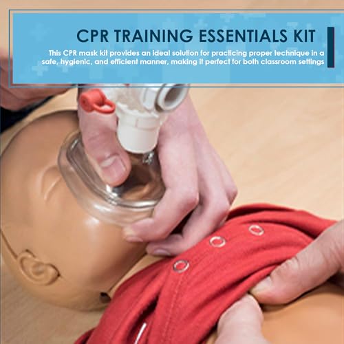 Image of Primacare RS-6848 First Aid CPR Mask Combo Kit for Adult and Infant - Emergency Resuscitator Set with 2 Valves, Vinyl Gloves, Alcohol Prep Pads & Carrying Case Included