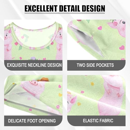 CHIFIGNO Cute Pig Unisex Snug-Fit Short Sleeve Cotton Pajamas Shorts Sets with Pocket 5Y3