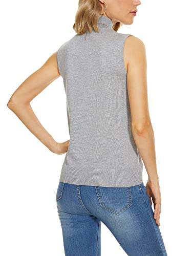Image of INKOFF Sleeveless Mock Neck Turtleneck Knit Tops Women Dressy Casual Sweater Vest Business Work Tank