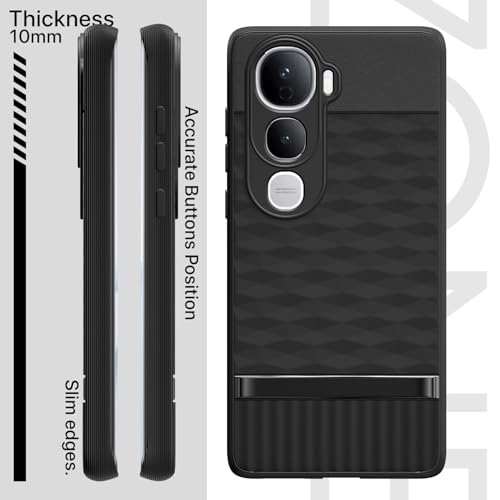 Image of Pikkme Back Cover for Vivo Y400 Pro 5G Soft Grip 3D Hexa Cube Texture Silicone Bumper Case (Black)