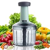 Xmart India Chopper for Kitchen Use, 900ml Push Chopper with 5 Blades, Vegetable Cutter Kitchen Accessories Items for Home Cutting Vegetables, Onion, Ginger, Garlic, Salad, Tomato, Potato (Pista)
