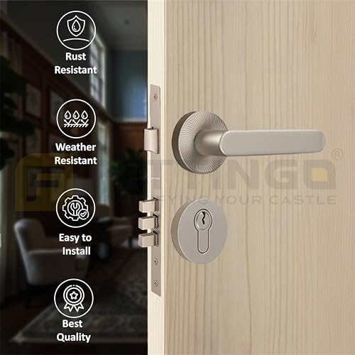 Image of Vigo Mortise Door Handle Lock Set /Premium Zinc Alloy Door Handle with Lock /Heavy-Duty Main Door Handle with Locks for Home, Office & Hotel Doors - 3 Years Warranty (Satin Matt)