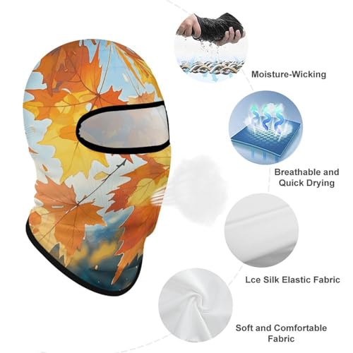 Balaclava para hombre y mujer, máscara para esquiar con diseño de hojas de otoño acuarela, cubreboca completo para ciclismo miniatura 3