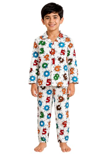 Image of 3BROS Kid's Pure Cotton Full Sleeves Night Suit /Dress for Boys /Girls Full Pajama & Top Sleep Suit Combo Set
