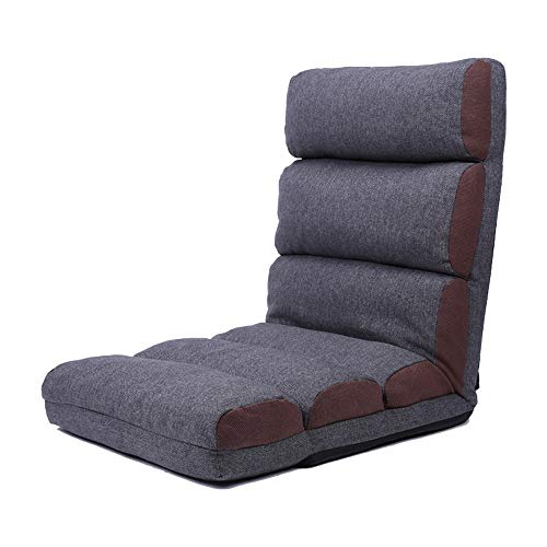 Floor Seat Tatami Lazy Couch Chair Single Chair Bedroom Bed Balcony Bay Window Folding Chair Backrest 6 Gears Can Be Adjusted Load 80kg Floor Sofa (Color : Brownish gray, Size : 67x56x47cm)