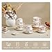 PRECITIME Floral Porcelain Tea Cup Set of 6 (12-Piece), 6 Cups & 6 Saucers with Rose Pattern, 6oz Scalloped Edge Coffee Cups, Dishwasher & Microwave Safe, Elegant Gift